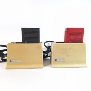 Vintage Motorola Minitor Pagers X2 with Chargers, Belt Clip XNLN4412A